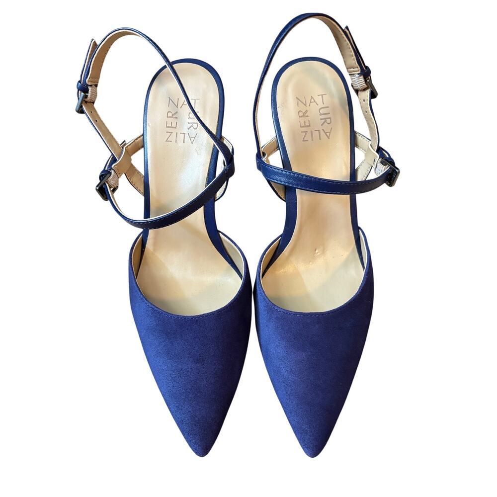 Naturalizer Womens Blue Pointed Toe Slingback Heels Size 9.5M Strappy Pumps